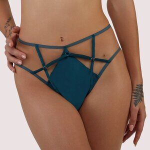 Playful Promises Ramona Teal Mesh High Waisted Brief